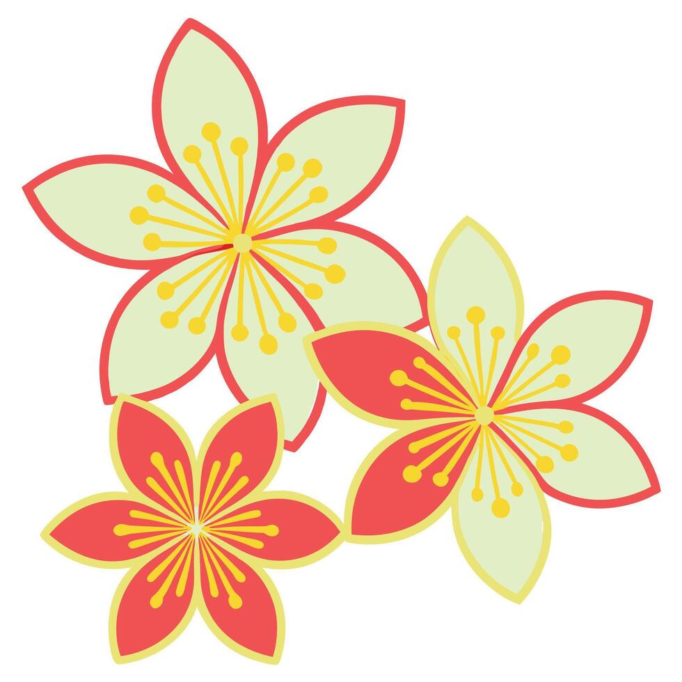 Elegant Red and Pale Green Stylized Flower Blossom Design vector