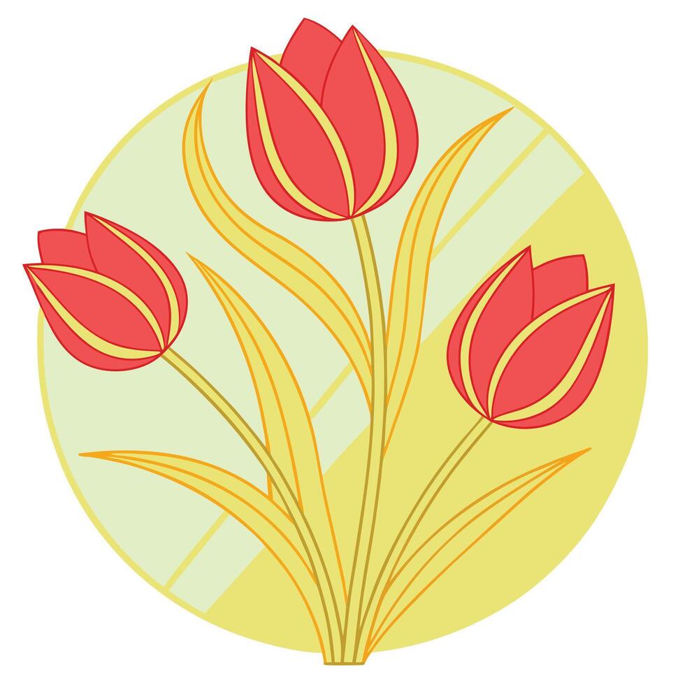 Elegant Red Tulips Spring Floral Art Design Illustration vector