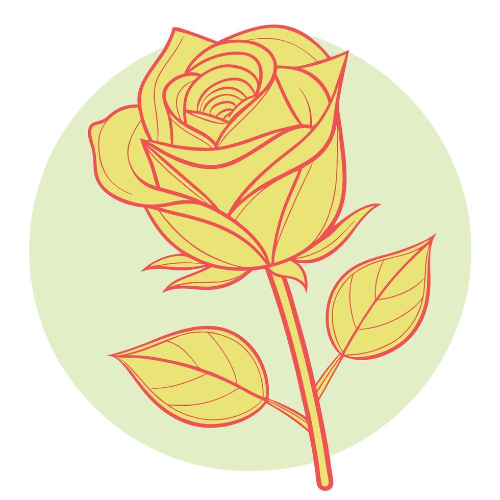 Elegant Yellow Rose Line Art Botanical Illustration Design vector