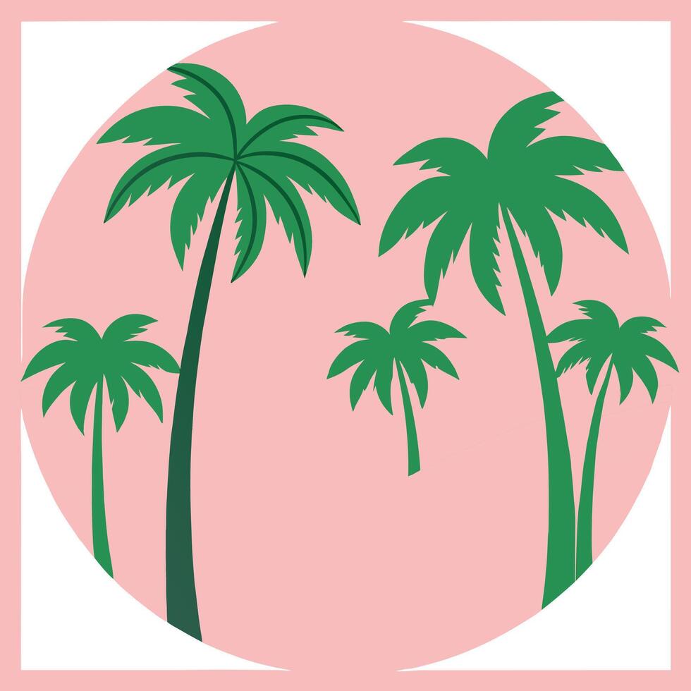 Pink Background Tropical Palm Trees Summer Vacation Design vector