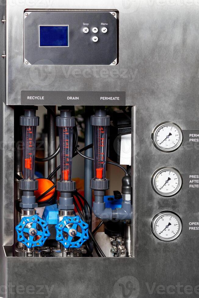 Reverse osmosis systems are used in the food and pharmaceutical industries. photo