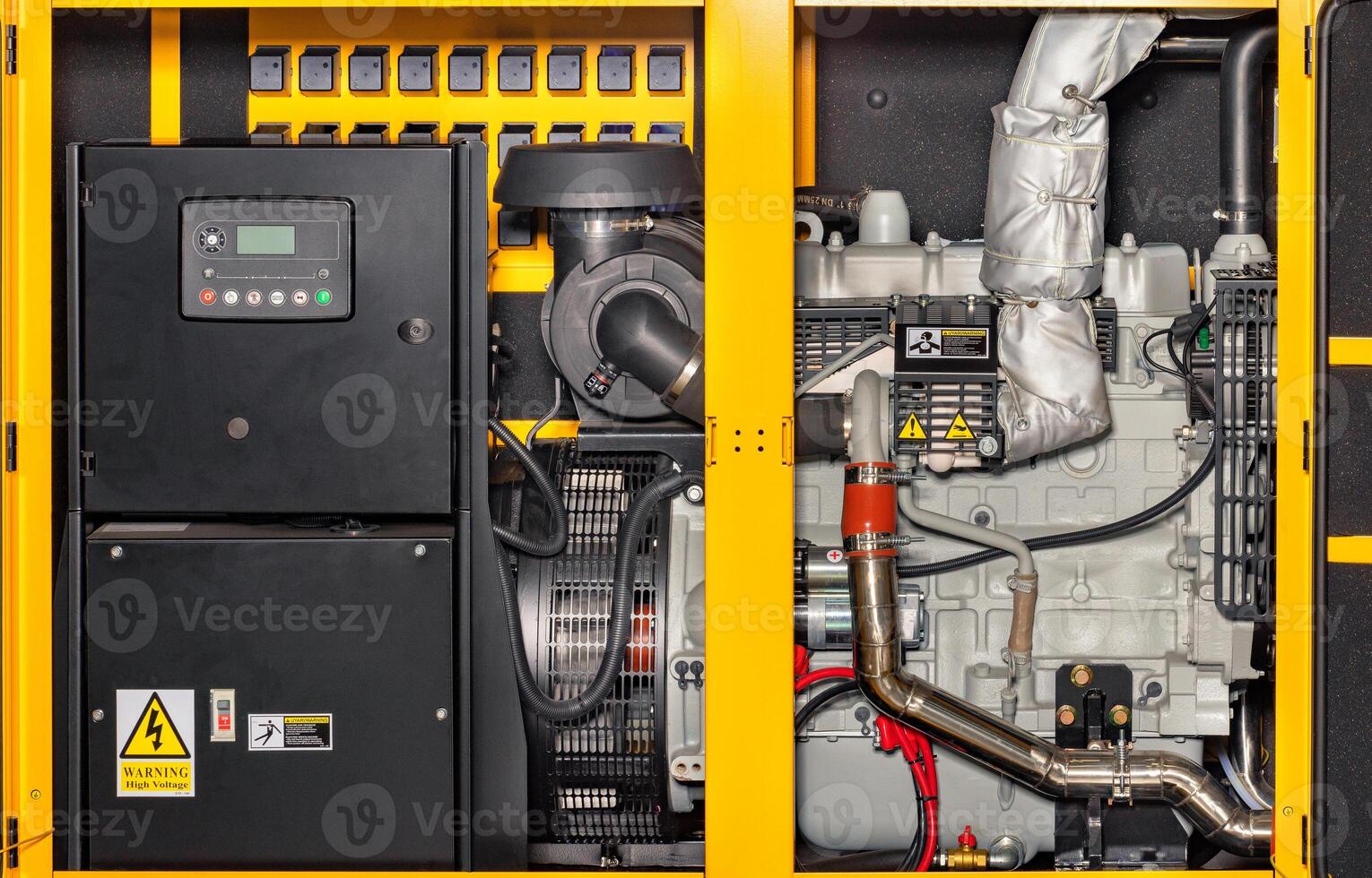 Internal structure of a diesel electric generator. The generator reliably supplies consumers with high-quality electricity. photo