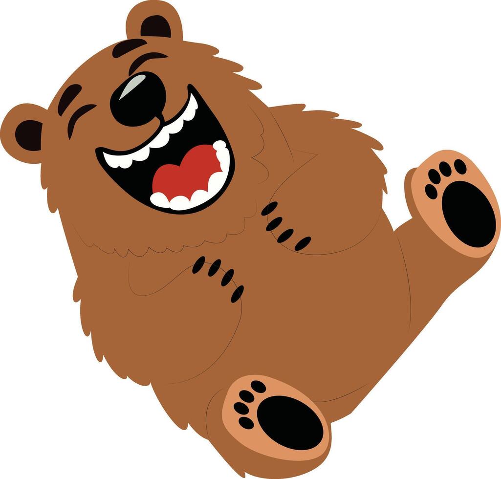 Happy Brown Bear Laughs Cartoon peeking, happy world animal day vector
