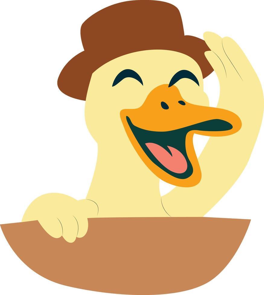 Happy Duck Hat Cartoon peeking, happy world animal day vector