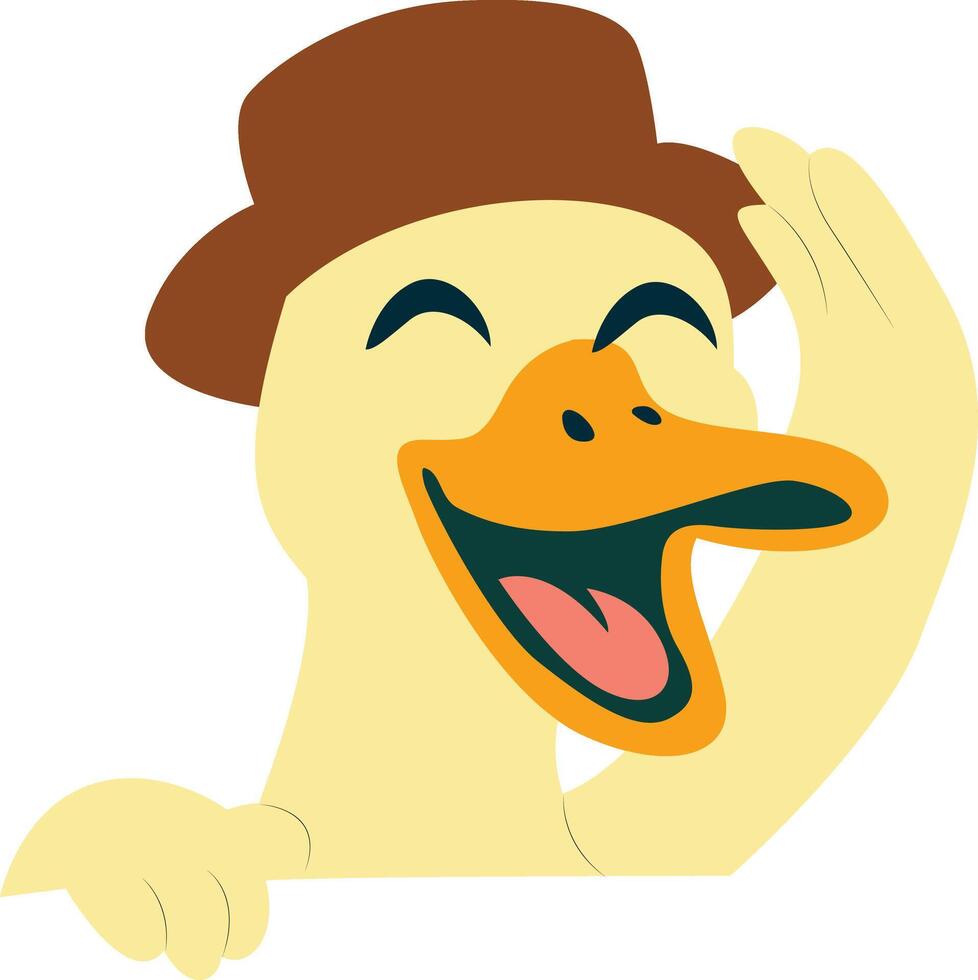 Happy Duck Cartoon Hat Character Image peeking, happy world animal day vector