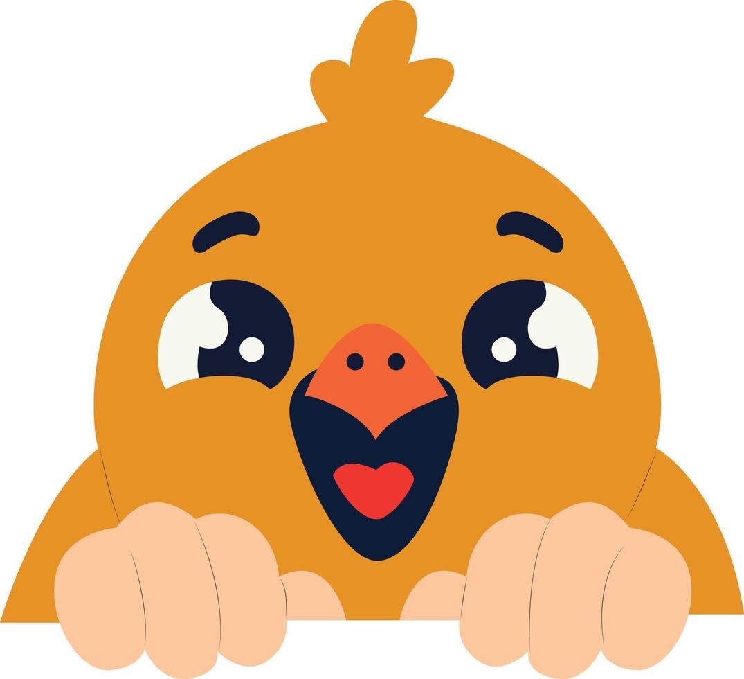 Cute Chick Peeking Over Wall Cartoon peeking, happy world animal day vector