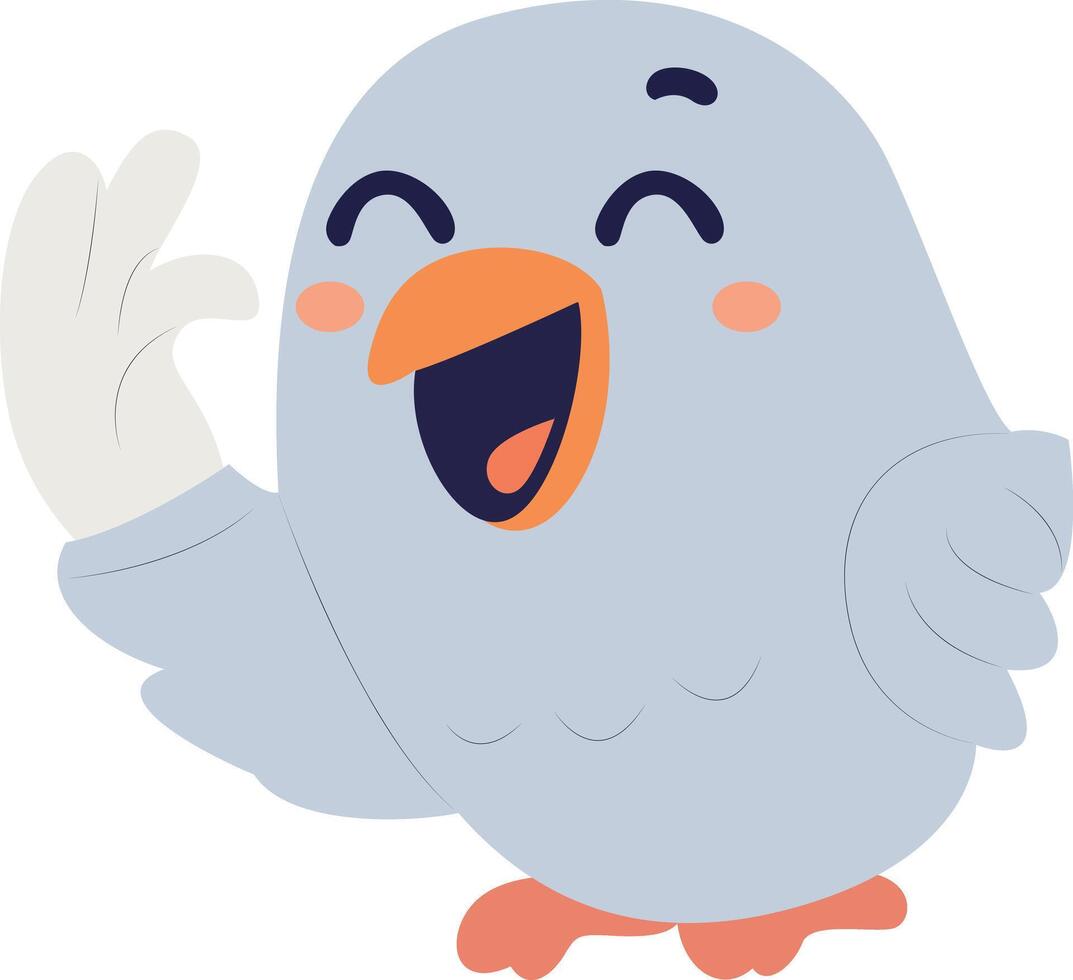 Happy Bird Waving Cartoon Graphic peeking, happy world animal day vector