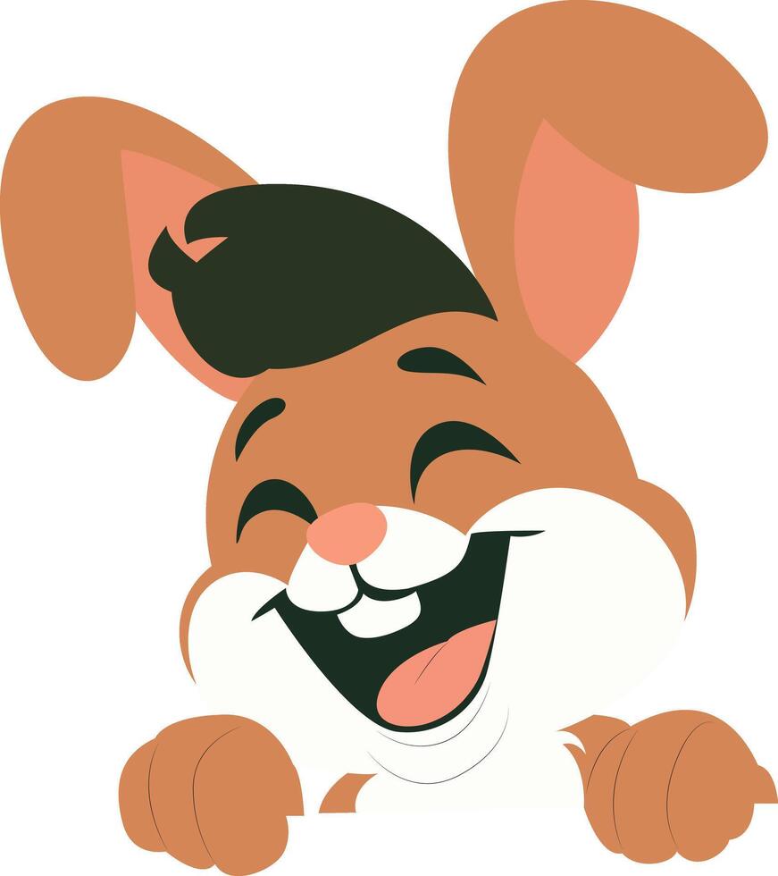 Happy Brown Bunny Cartoon peeking, Happy Easter day vector