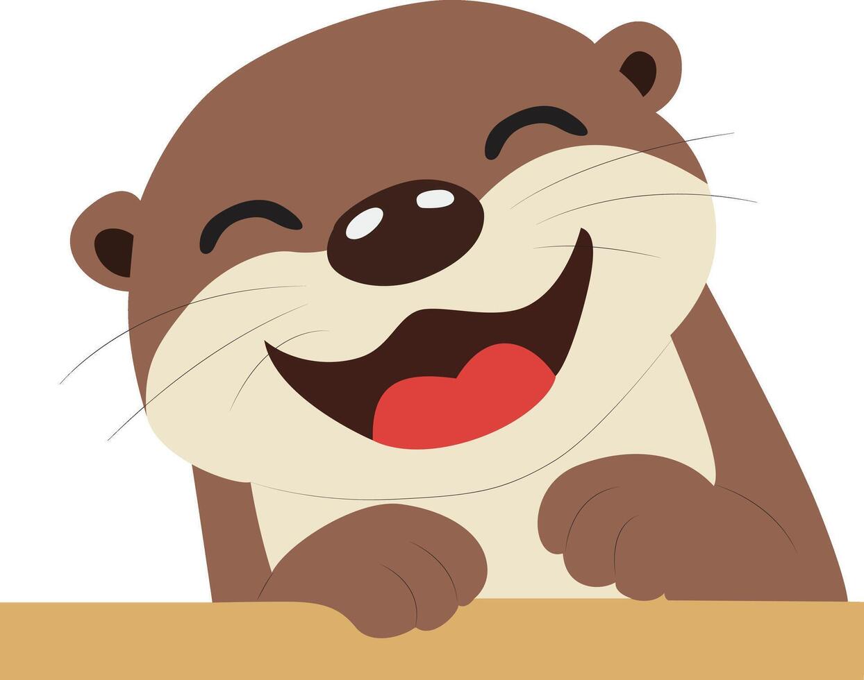 Happy Cartoon Otter Peeking Over. peeking, happy world animal day vector