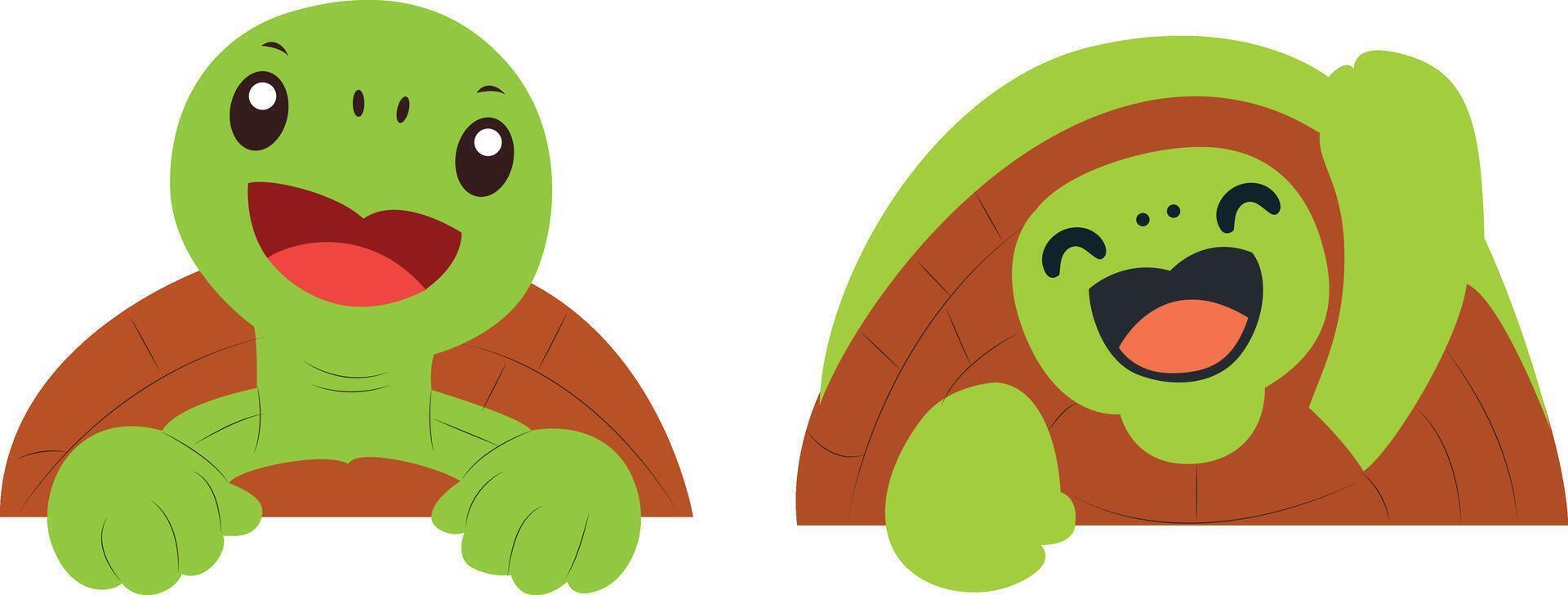 Happy Cartoon Turtles Clipart peeking, happy world animal day vector