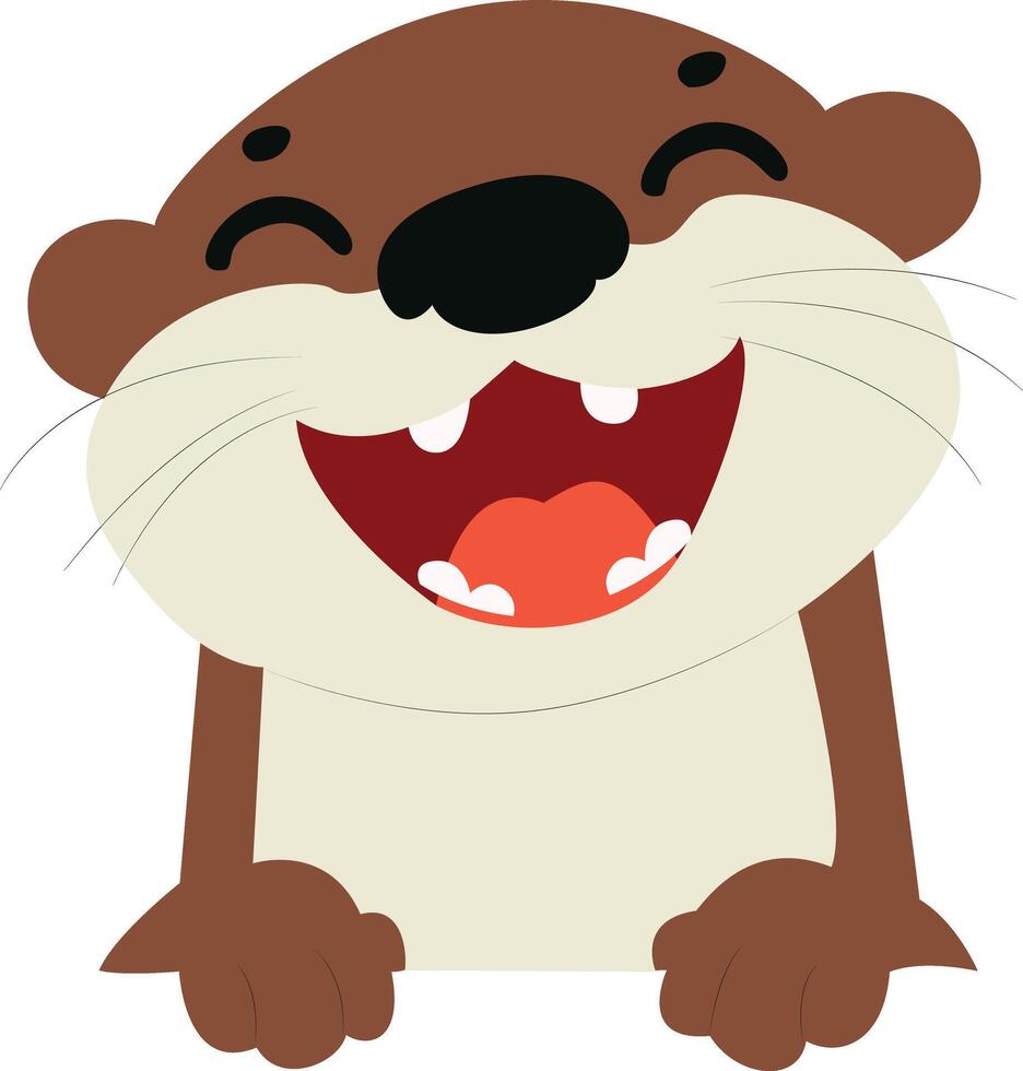 Happy Cartoon Otter Peeking peeking, happy world animal day vector