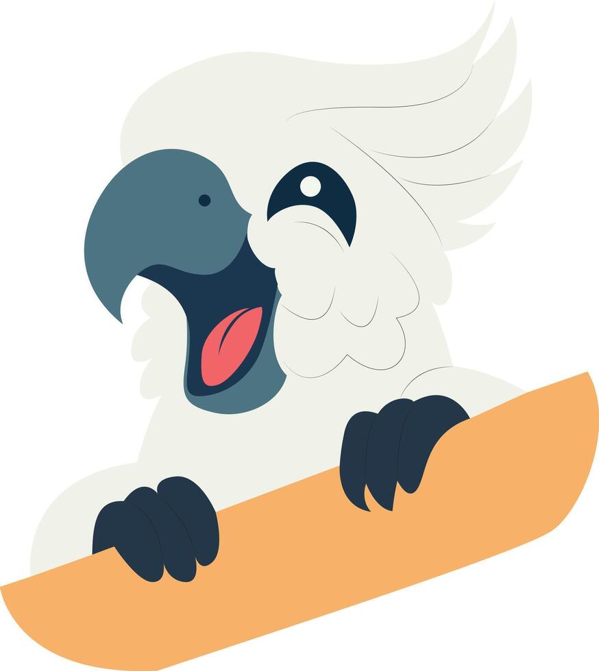 Happy White Cockatoo Bird Cartoon peeking, happy world animal day vector
