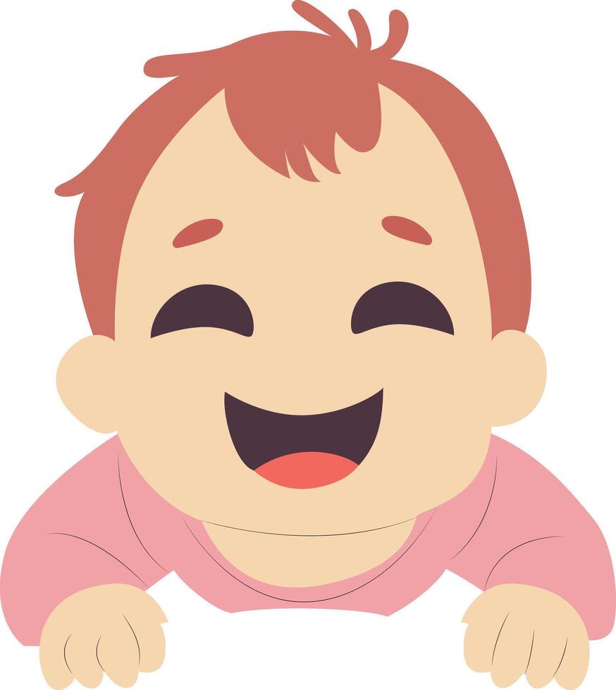 Happy Baby Crawling Pink Outfit peeking, happy children day vector