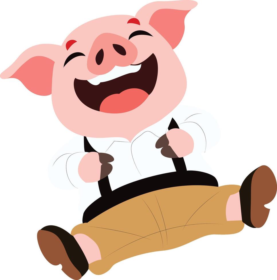 Happy Cartoon Pig Jumping Joyfully peeking, happy world animal day vector