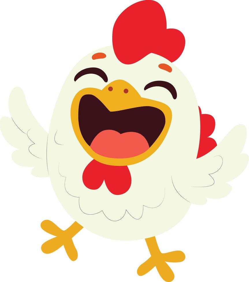 Happy Cartoon Rooster Jumping peeking, happy world animal day vector