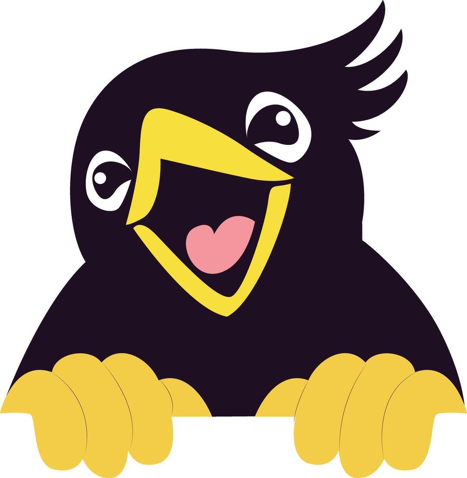 Happy Cartoon Bird Peeking Illustration vector