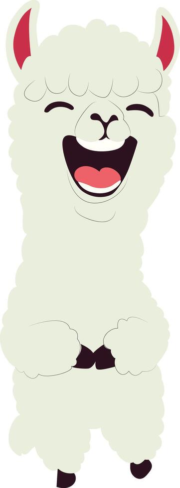 Laughing Alpaca Cartoon Image peeking, happy world animal day vector