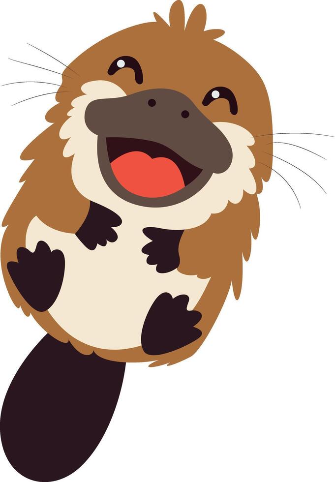 Happy Platypus Cartoon Animal Illustration vector
