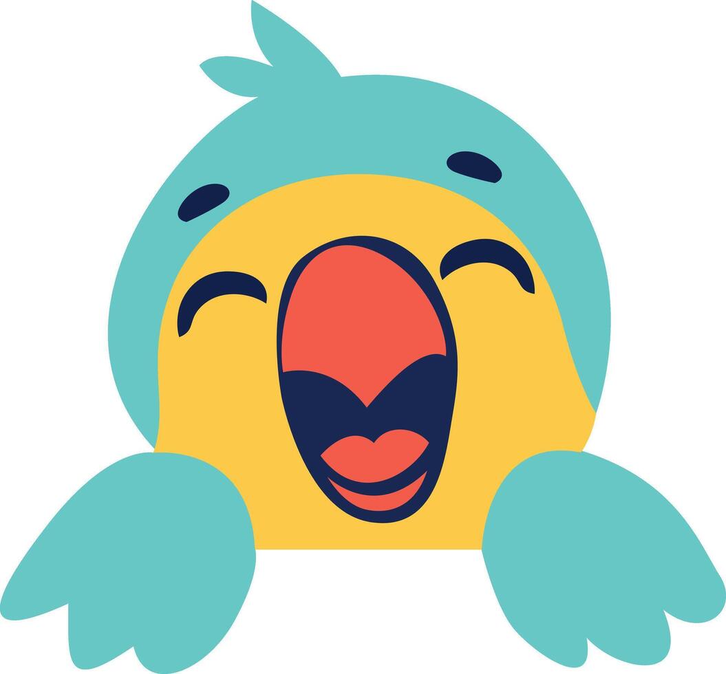 Happy Cartoon Bird Laughing Emoji peeking, happy world animal day vector