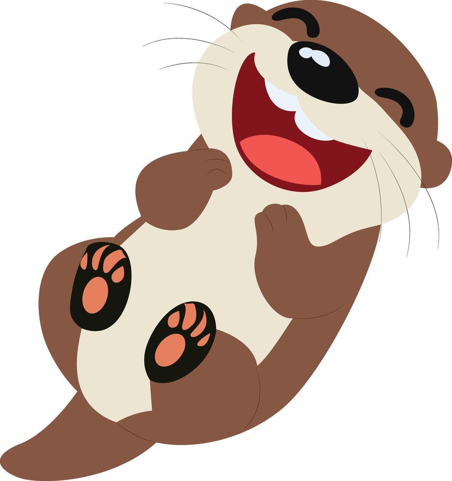 Happy Otter Rolling Laughter Cartoon peeking, happy world animal day vector