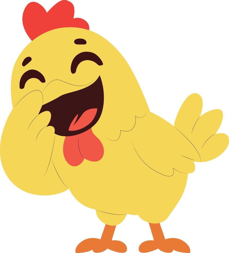 Happy Cartoon Chicken Laughs peeking, happy world animal day vector