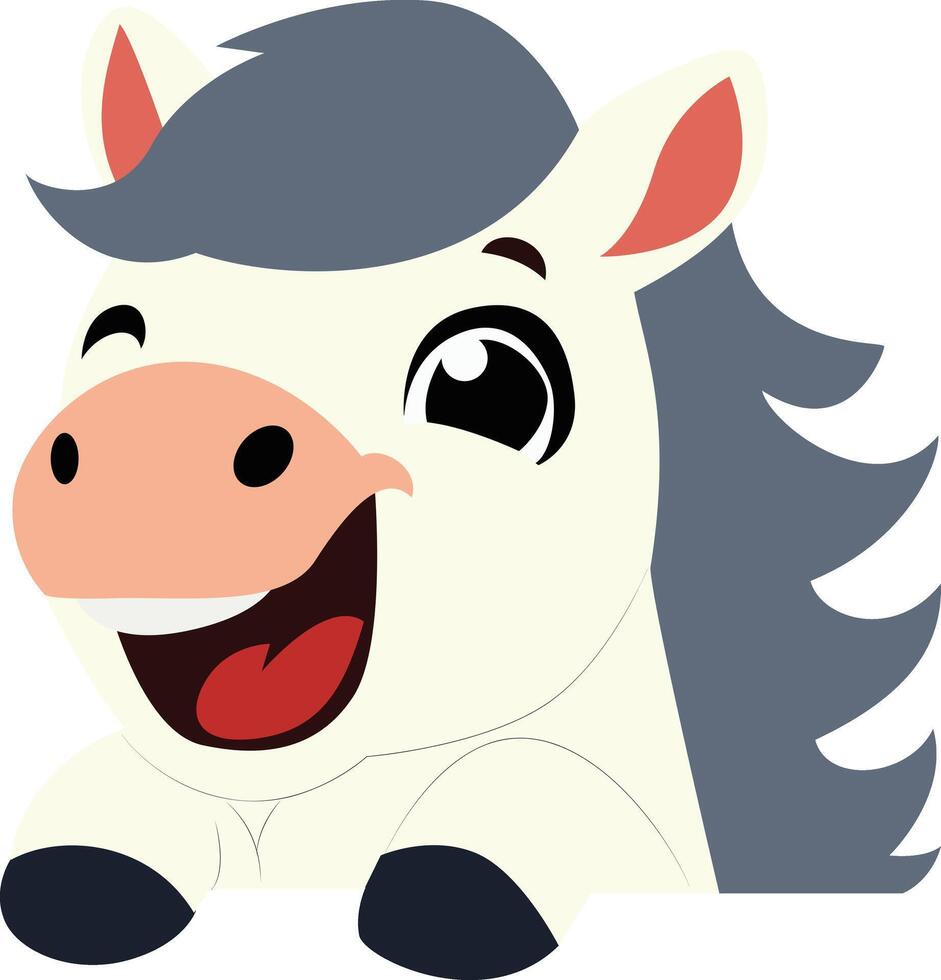 Happy Cartoon Pony Peeking Over Sign peeking, happy world animal day vector
