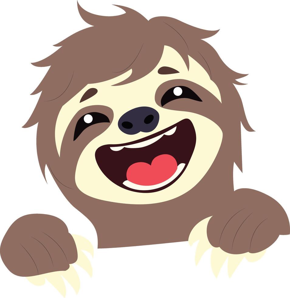 Happy Sloth Hanging Branch Cartoon peeking, happy world animal day vector