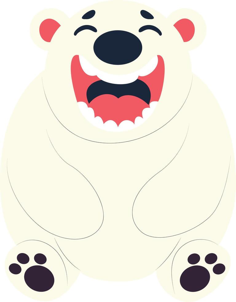 Happy Cartoon Polar Bear Laughing peeking, happy world animal day vector