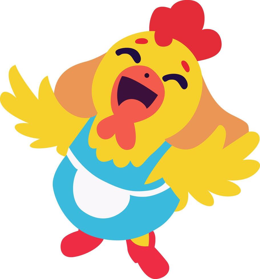 Happy Cartoon Hen Apron peeking, happy world animal day vector