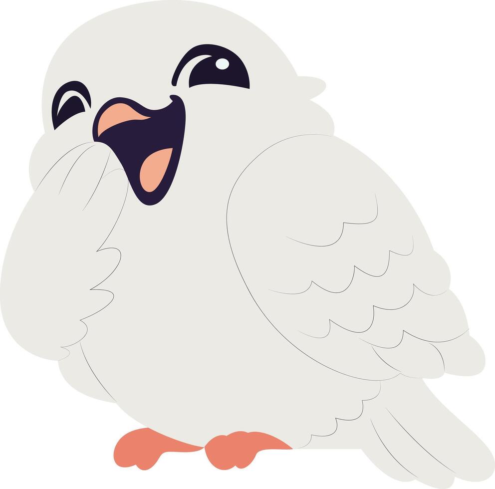 Happy White Bird Cartoon peeking, happy world animal day vector