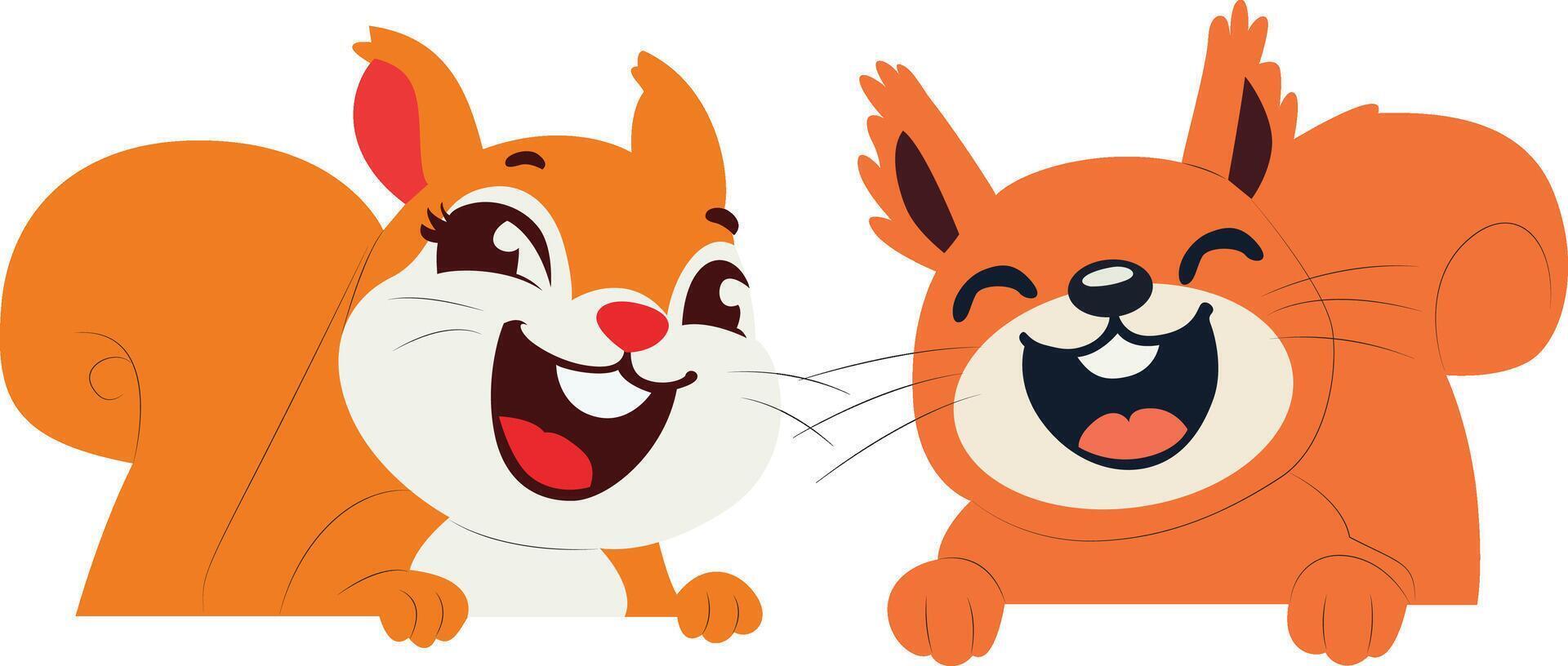 Happy Cartoon Squirrels Peeking peeking, happy valentines day vector
