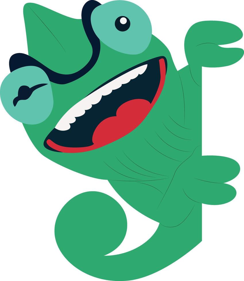 Happy Cartoon Chameleon Peeking peeking, happy world animal day vector
