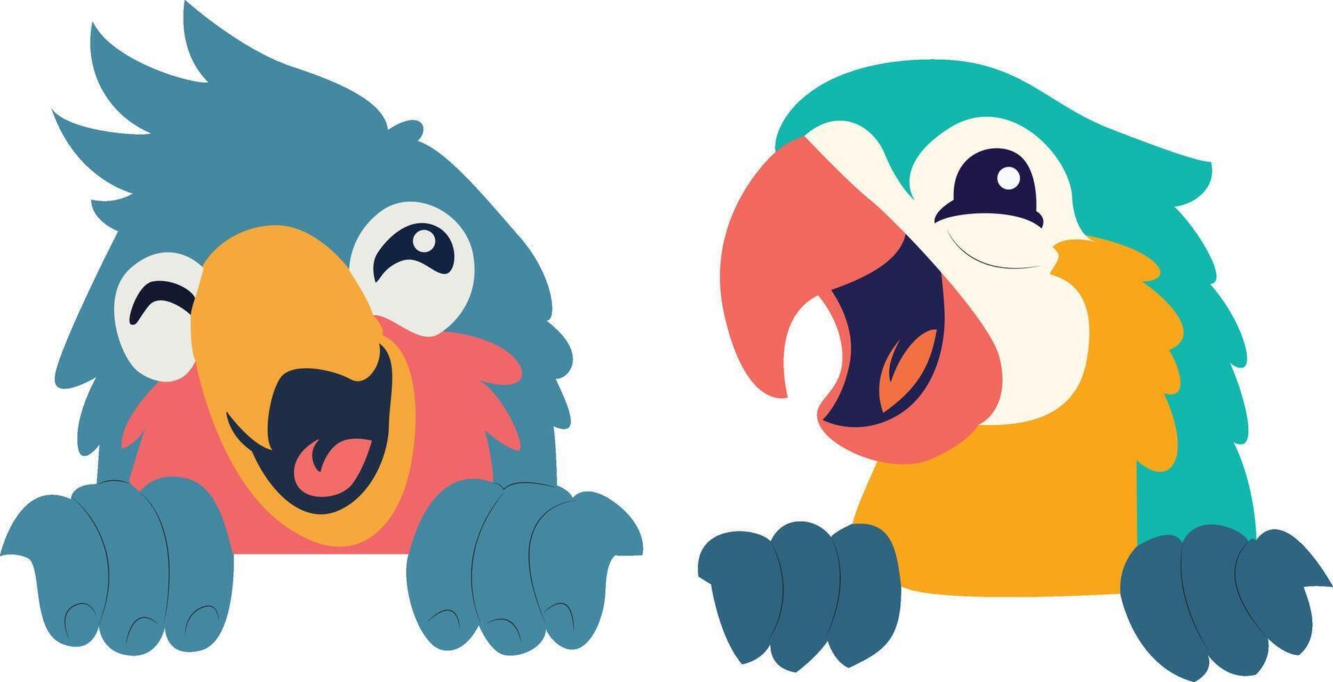 Happy Cartoon Parrots Peeking peeking, happy valentines day vector