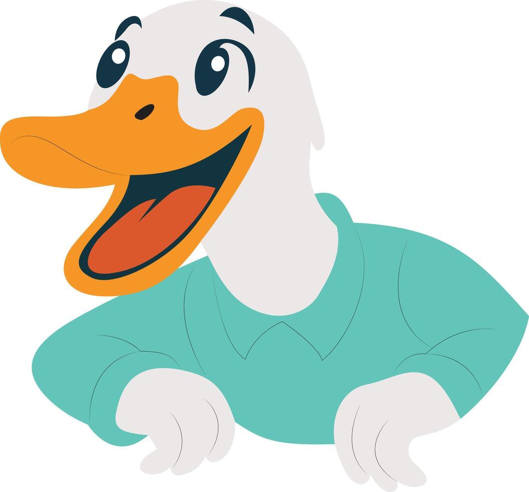 Happy Cartoon Duck Wearing Shirt peeking, happy world animal day vector