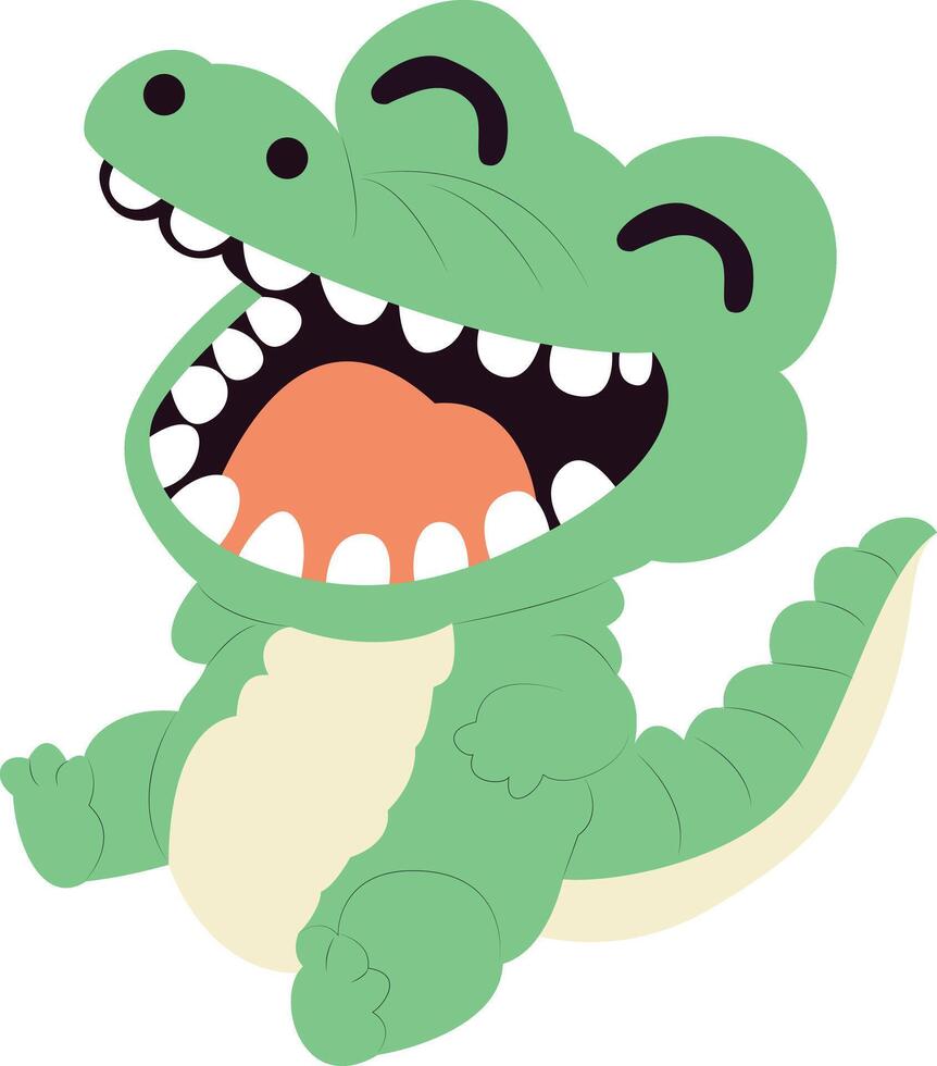 Happy Green Baby Crocodile Cartoon peeking, happy world animal day vector