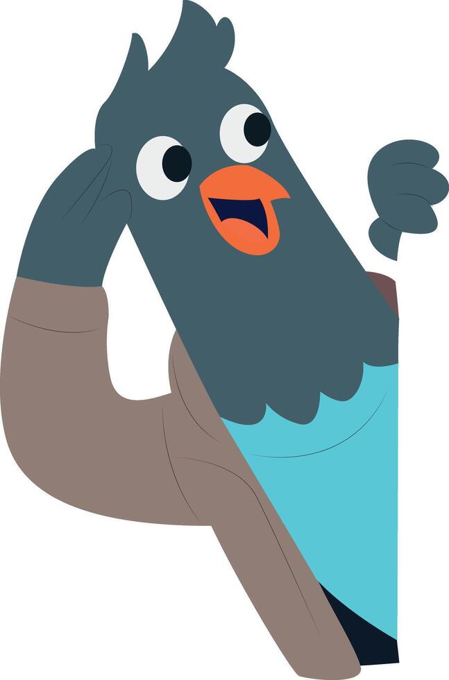 Cartoon Bird Peeking Thumbs Down vector