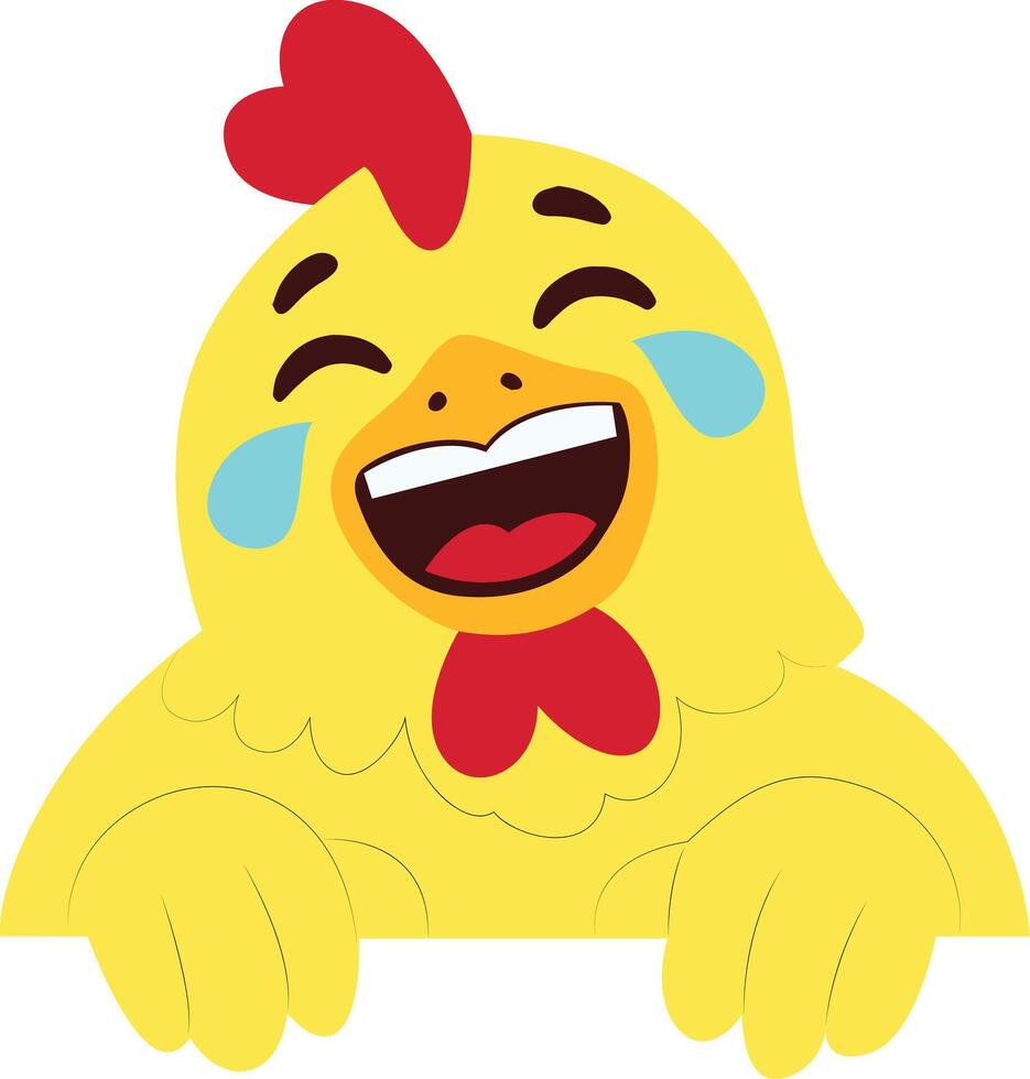 Happy Crying Cartoon Chicken Emoji peeking, happy world animal day vector