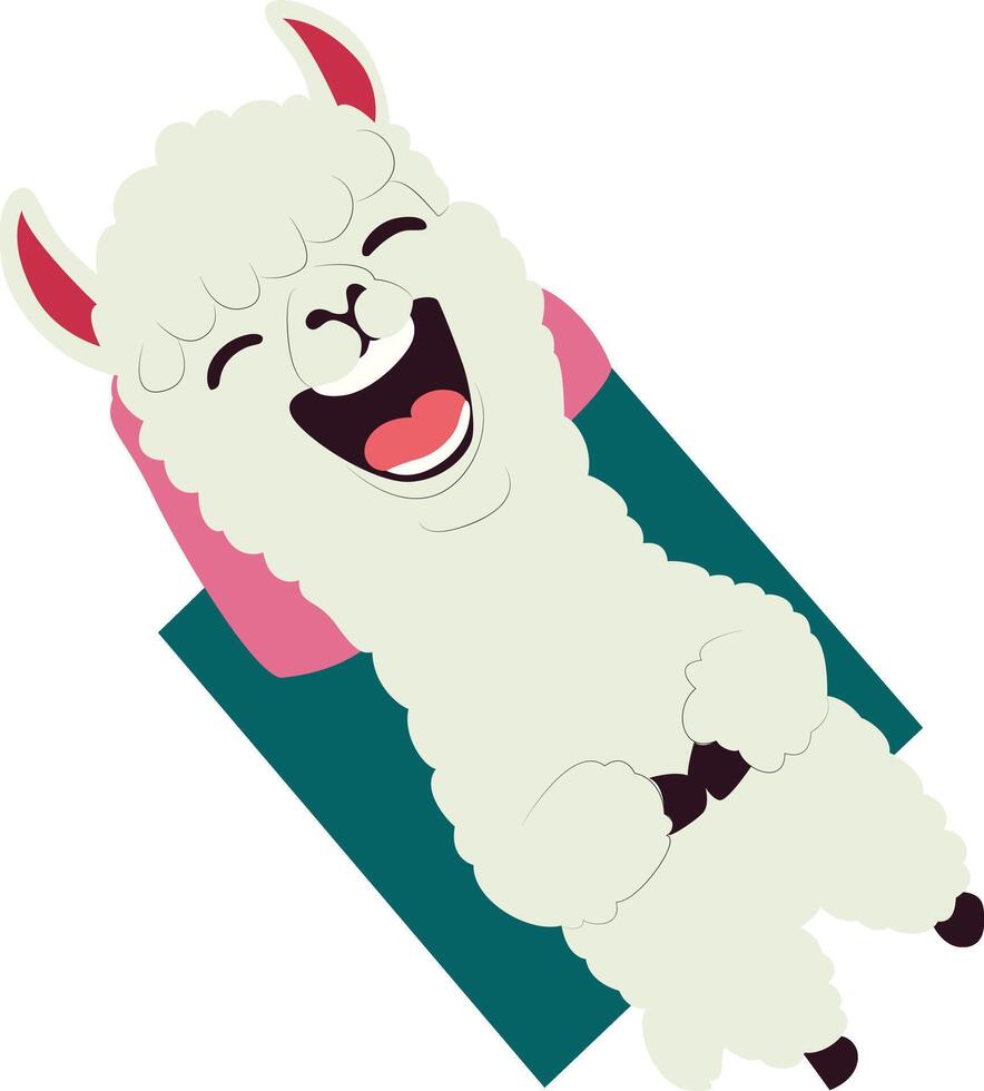 Happy Llama Lying Down Laughing Cartoon peeking, happy world animal day vector