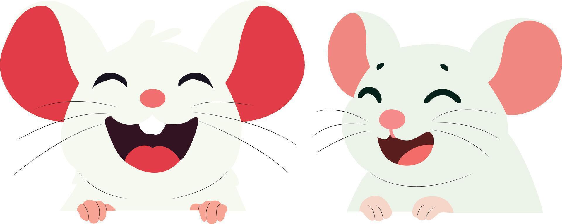 Two Happy Mice Cartoon peeking, happy valentines day vector