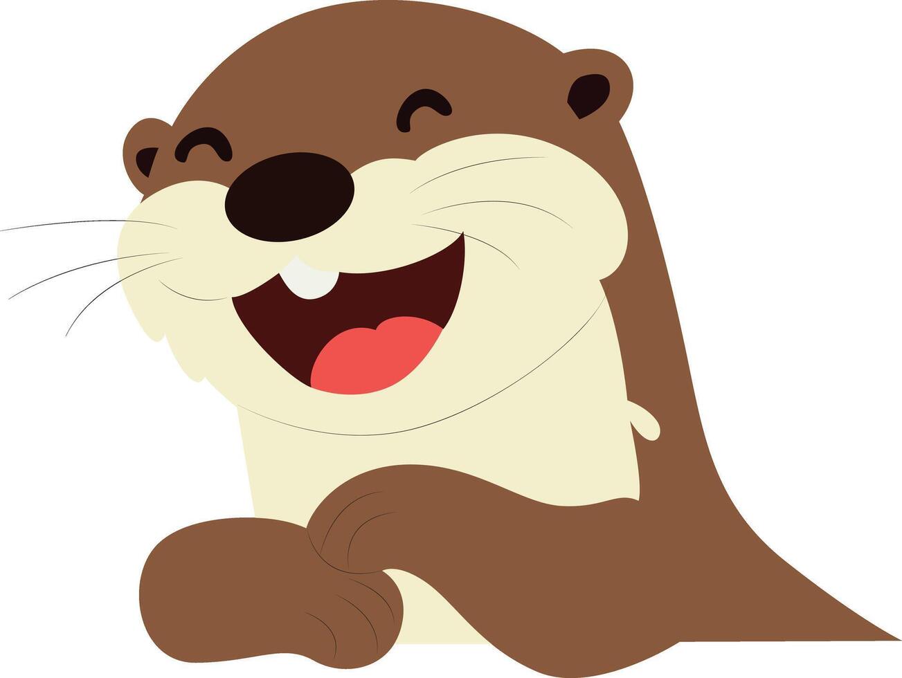 Happy Cartoon Otter Digital peeking, happy world animal day vector