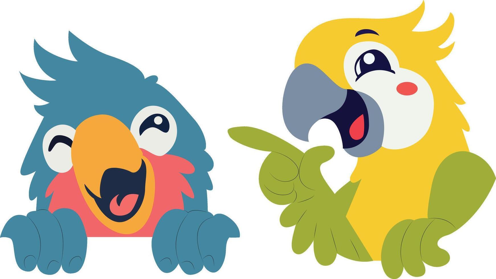 Happy Cartoon Parrots Pointing Fun peeking, happy valentines day vector