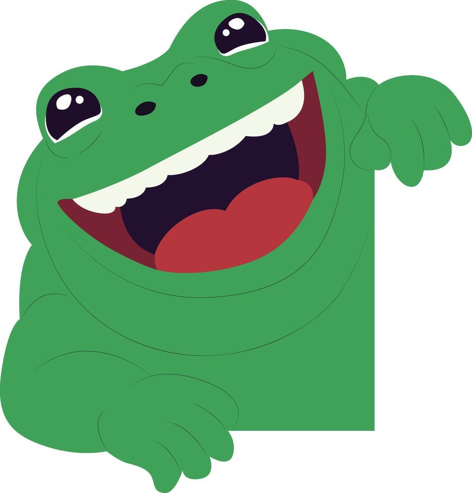 Happy Green Frog Peeking Corner peeking, happy world animal day vector