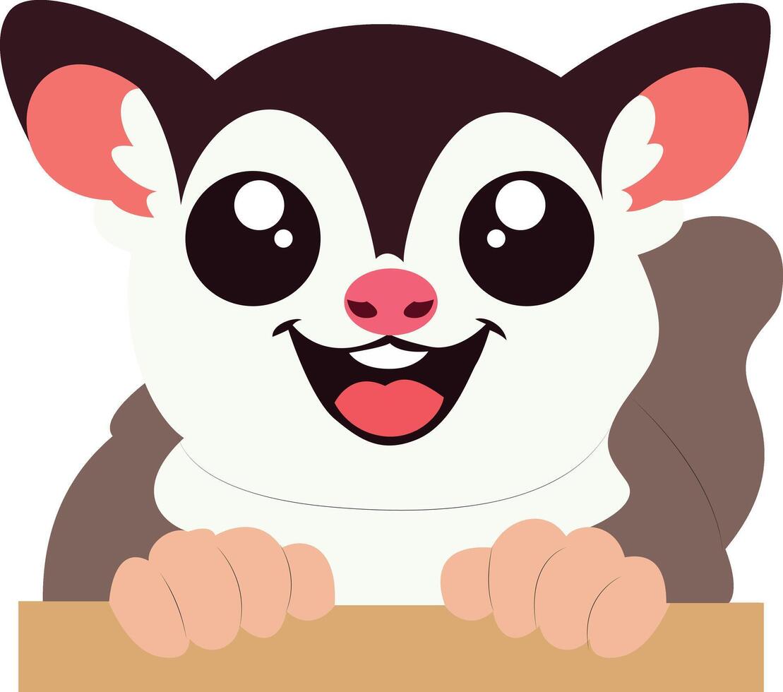 Cute Sugar Glider Cartoon peeking, happy world animal day vector
