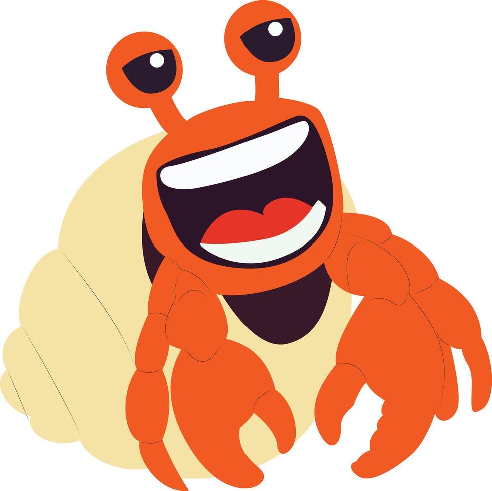 Happy Orange Hermit Crab Cartoon peeking, happy world animal day vector