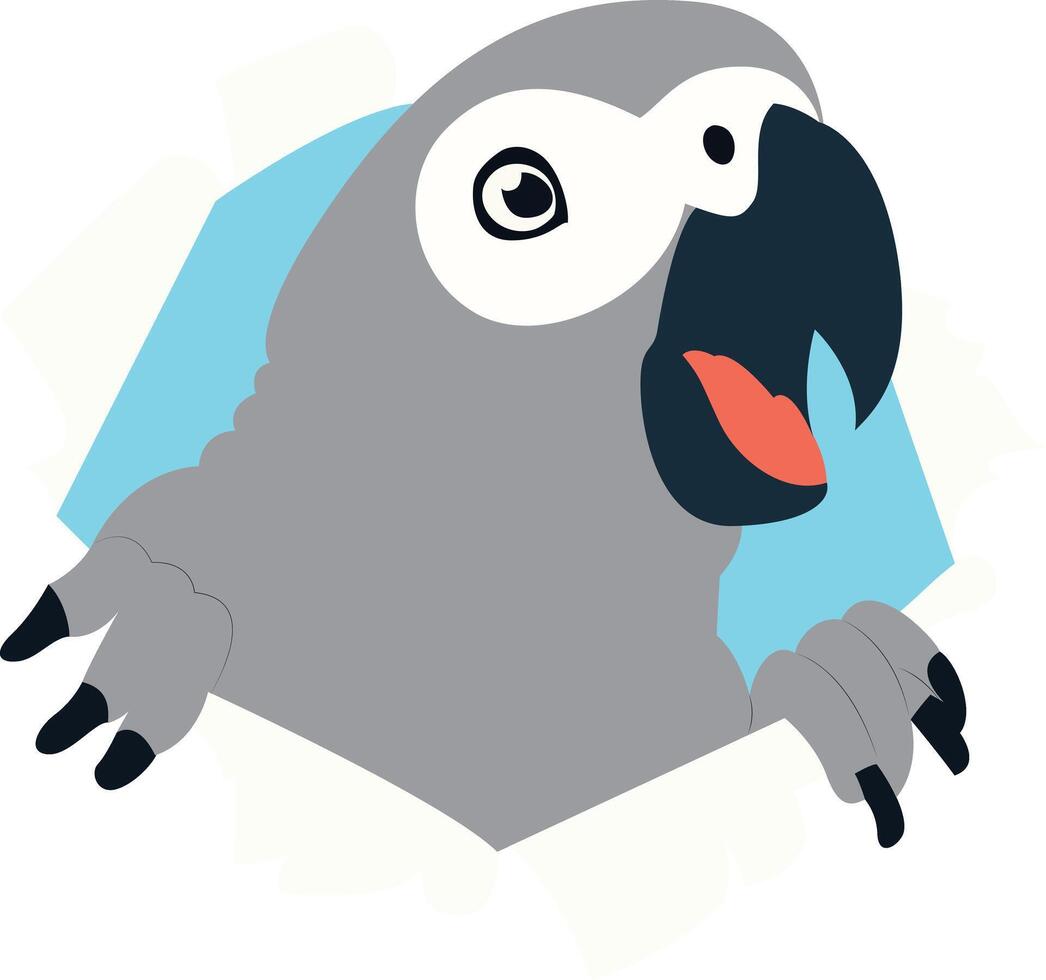 Grey Parrot Breaks Through Paper peeking, happy world animal day vector