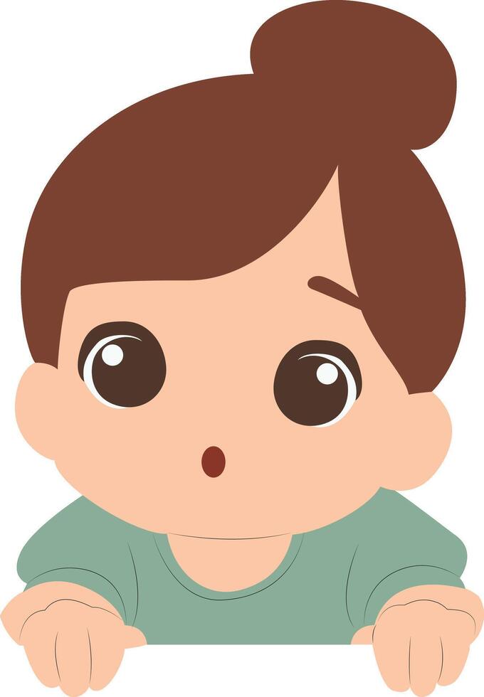 Surprised Girl Peeking Over Wall peeking, happy children day vector