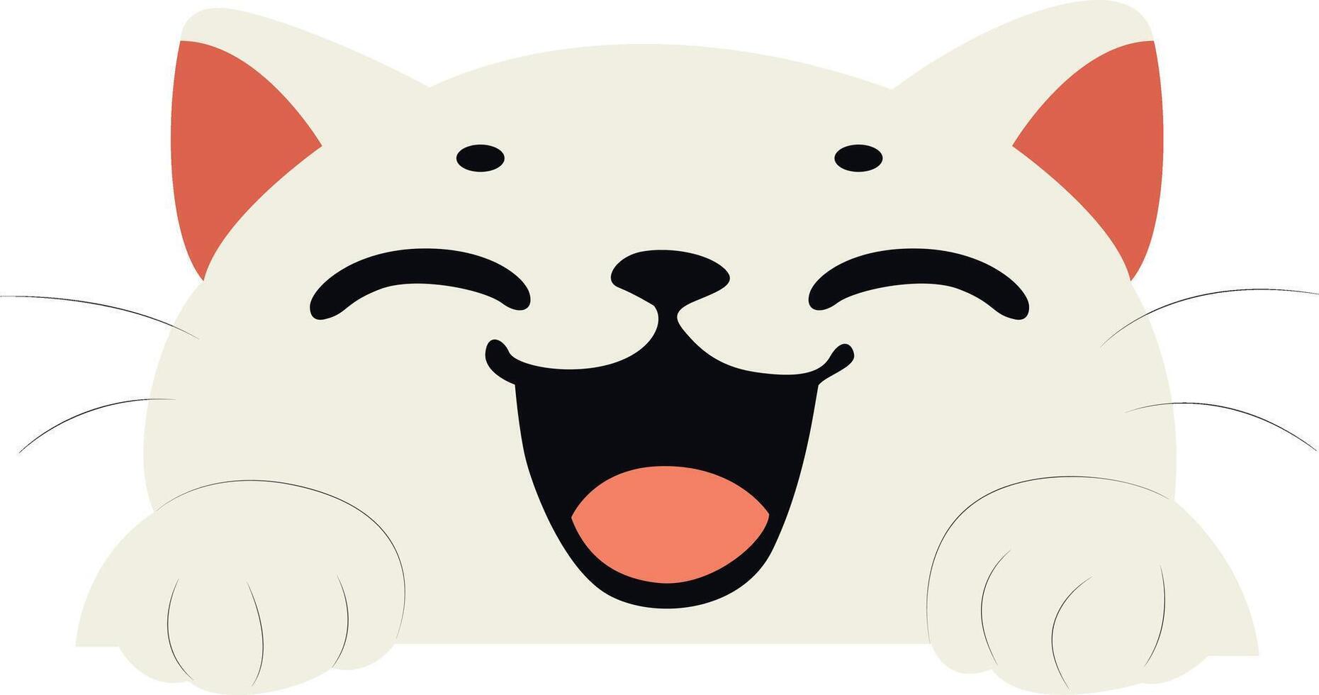 Happy White Cat Cartoon peeking, happy world animal day vector