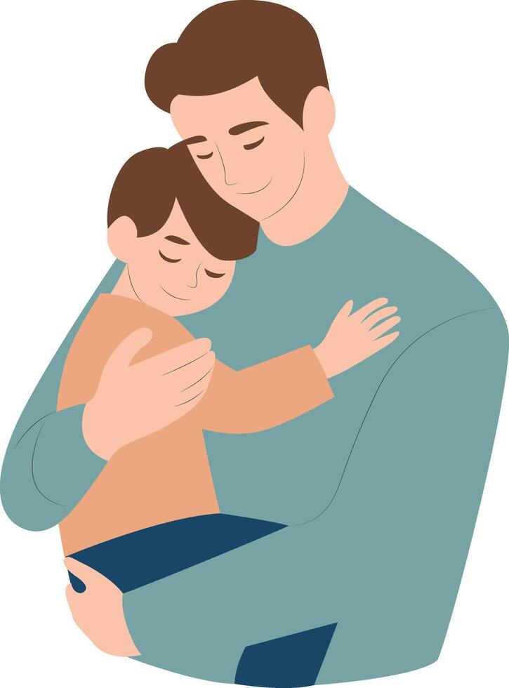 Father Son Hugging Loving Embrace Illustration vector