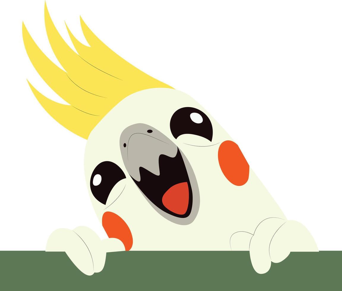 Happy Cockatiel Peeking Over Wall peeking, happy world animal day vector