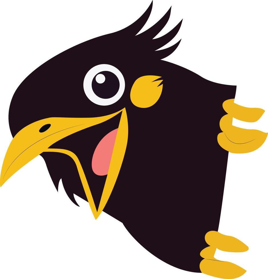 Cartoon Crow Peeking Happy Design vector